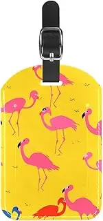 [YTYVAGT] Luggage Tag,Suitcases Luggage Tag,Backpack Luggage Tags,1-Pc,Flamingo on Yellow Background