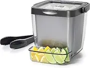 OXO Good Grips Double Wall Ice Bucket with Tongs and Garnish Tray 18.5 x 19 x 20.5 cm Grey