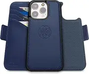 Dreem Fibonacci Compatible with iPhone 16 Pro Wallet case / 2-in-1 Shockproof case and Detachable Vegan Leather Folio, Compatible with MagSafe, RFID Protection [Royal]