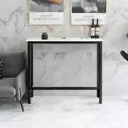 CostwayIndustrial Counter Height Bar Table with Metal Frame and Faux Marble Top-White