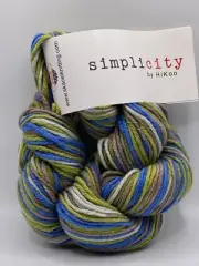 Hikoo Simplicity Multi #525 Green Blue Brown+ DK Merino Wool Blend Yarn 50g 117y