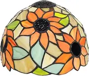 Tiffany Style Lamp Shade Replacement 8 Inch Stained Glass Lampshade Only for Table Lamps Floors Lamp Wall Light Ceiling Fixture Pendant Hanging Light Home Office Decoration,Sunflower KeYJ