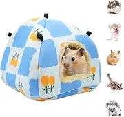 SUSOO Plush Warm Hamster Hideout for Small Animal Bedding Cage Accessories,Breathable Guinea Pig Bed House Hideout for Dwarf Rabbits,Chinchillas,Hamsters,Hedgehogs,Squirrel and Rats（Flowers/S/Size