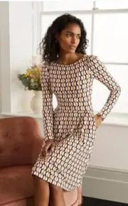 Boden Francesca Jersey Dress White Pink Black Dream Cloud Womens 20 22 Nwt