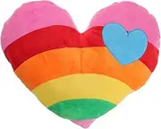 Luxshiny Rainbow Heart Shaped Throw Pillows Plush Rainbow Pillow Fluffy Sofa Cushion LGBT Pride Pillow for Dining Room Bedroom Car Decor Valentines Day