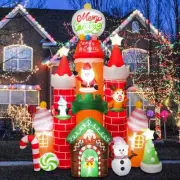 Christmas 10ft Inflatable Candy Castle with Santa Reindeer Penguin Snowman Xm...