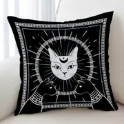 Black and White Egyptian Cat God Cushion Cover