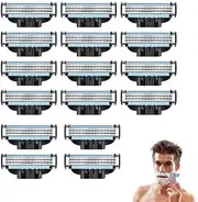 IJHYGD Pack of 16 Razor Blades Compatible with Mach 3, 3-Layer Replacement Blade for Men's Razors