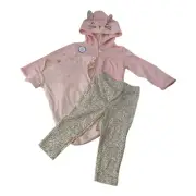 Girls Size 18 Months 3 Piece Outfit Carters Pink and Grey Bunny