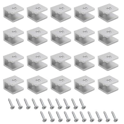 Glass Shelf Brackets Adjustable 20 Sets Aluminum Alloy Rectangle Clip Clamp Wall