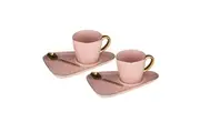 6pc Tempa Asteria 80ml Espresso Coffee Mug Cup Plate Saucer Teaspoon Set Pink