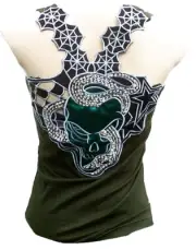 Rockabilly Punk Rock Baby Snake Gothic Skull Tattoo Designer Tank-Top XS/S