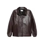 [Magda Butrym] Magda Butrym Leather Zip-up Jacket 34 FR PURPLE