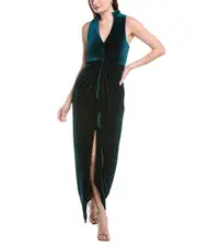 Aidan Mattox Stretch Velvet V-Neck Gown