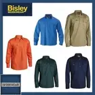 NEW! Bisley Mens Closed Front Cotton Drill Work Shirt LONG SLEEVE BSC6433