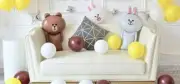 LINE FRIENDS BROWN & CONY Giant Standing Balloons+20 Latex (Brown White Yellow
