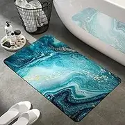 Super Water Absorbent Diatomaceous Earth Bath Mat Memory Foam Quick Drying Non Slip Kitchen Floor Door Mats Bathroom Rug for Tub Shower Machine Washable Easy Clean (Dark Blue, 40 x 60 cm)