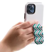 Kickstand Grip AddOn, Universal Phone Holder, Blue And Grey Zigzag