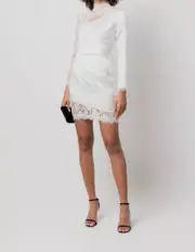 $295 Aidan BY Aidan Mattox Women's White Lace Long Sleeve Dress Size 0