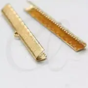 6 Pieces Raw Brass Clam - Flat Crimp - Cord - Ribbon Ends - Ending 50mm (3761C)