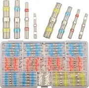 Feggizuli 200pcs Solder Seal Wire Connectors Heat Shrink Wire Connectors, Waterproof Solder Seal Heat Shrink Wire Terminal Connectors Kit Marine Grade Heat Shrink Connectors Butt Splice Connectors