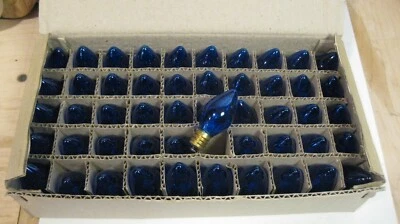 Vintage Christmas Transparent Blue C7 Light Bulbs New Old Stock E12