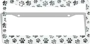 Moslion Cat Dog Paw License Plate Covers Animal Footprint Black White Metal Car Tag Protector Back Plate Covers US Standard Auto Accessories