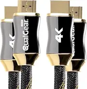 QualGear 3 Feet-2 Pack HDMI Premium Certified 2.0 Cable with 24K Gold Plated Contacts, Supports 4K Ultra HD, 3D, 18Gbps, Audio Return Channel, Ethernet (QG-PCBL-HD20-3FT-2PK)