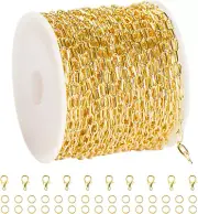 32.8 Feet 18K Gold Plated Brass Chain for Jewelry Making Small Paperclip Jewelry