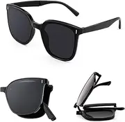 [FEISEDY] Square Folding Sunglasses Women Men Easy Carry Foldable Shades UV400 Protection Lens B2875