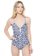 SPLENDID UNTAMED REMOVABLE SOFT CUP ONE PIECE SWIMSUIT NAVY BLUE SMALL NEW! $108