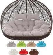 2 Seater Double Hanging Egg Chair Cushion Replacement with Adjustable Headrests Gray Hammock Swing Chair Cushions for Patio Garden Furniture