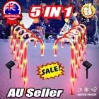 5 X Solar Power Candy Cane Lights Pathway Markers Yard Lawn Pathway Xmas DecUL