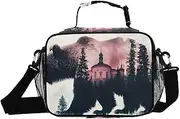 Bear Castle Forest Insulated Lunch Box for Women Men - Ideal for Work, Picnics - Includes Adjustable Shoulder Strap