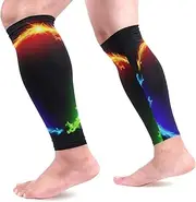 [MASSIKOA] Fire Dragons in Circle Sports Calf Compression Sleeves Leg Compression Socks Calf Guard for Running, Cycling, Maternity, Travel, Nurses