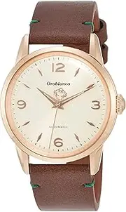 Orobianco ERUDITO OR0073-1 Men's Wristwatch, Stainless Steel (Rose Gold Coated), Ivory Dial, Leather, Automatic, 1.5 inches (38 mm), Brown, Dial Color - Cream, Watch Automatic Winding, Made in Japan, Antique