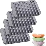 Soap Dish Tray, Dish Soap Holder Tray, 4 Pcs Silicone Soap Holder, Dish Soap Holder Tray for Shower, Bathroom, Kitchen, Bath Tub, Sponges, Keep Soap Bars Dry Clean（Grey