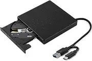 Lyaciomn 2in1 USB3.0 C Slim External DVD RW CD Writer Drive Burner Reader Player Optical Drives for Laptop PC DVD Burner