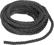 uxcell 5 Yards Twisted Rope Trim, 8mm/0.31 in Black Soft Polyester Twisted Silk Rope Cord 3-Ply Decorative Cord for Gift Bag/DIY Crafts/Home Decor/Curtain Tieback