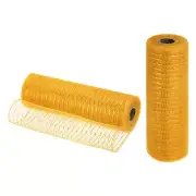 2 Pcs 10" x 30Feet PP Decorative Mesh Ribbon, Dark Gold with Gold Foil