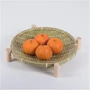 [IMYOGI] Stylish Handmade Woven Bamboo Fruit Basket Wicker Straw Food Bread Organizer Kitchen Storage Decorative Gift Small Dish Round Plate (Size : 30x5cm) (A 22x5cm) of You