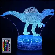 3D Dinosaur Night Light Illusion Lamp 16 Color Change Decor Lamp with Remote Control for Living Bed Room Bar Best Gift Toys for Boys Girls