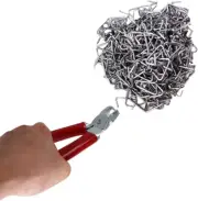 Hog Ring Pliers Set Angled, 500 Pcs Galvanized Hog Rings Set- Professional Uphol