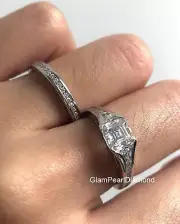 1 Ct Asscher Cut VVs Moissanite Classic Channel Set Wedding Ring 14K White Gold
