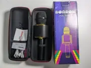BONAOK Wireless Bluetooth Karaoke Microphone Black Gold with Case & Box