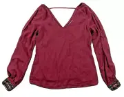 NWT Anthropologie XS Francesca's Peasant Blouse Studded Jewled Beaded
