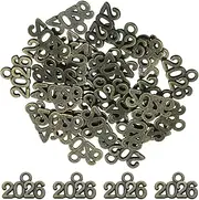 uxcell Metal Year Number Charm, Old Green 2026 Year Charm Graduation Tassel for DIY Jewelry Making, Necklace Bracelets, Keychain, Pack of 30