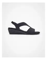 [Taking Shape] Bling Elastic Wedge Sandal in Black