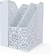 EasyPAG Desktop Metal Office Desk Tidy A4 File Holder Paper Organiser Magazine Storage Filing Rack,Pack of 3,White