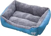 17.7x11.8inch Cat Small Dog Bed Warm Soft Pet Supplies Washable Comfortable Rectangle Pet Sleeping Bed Plush Cushion Sofa, Blue